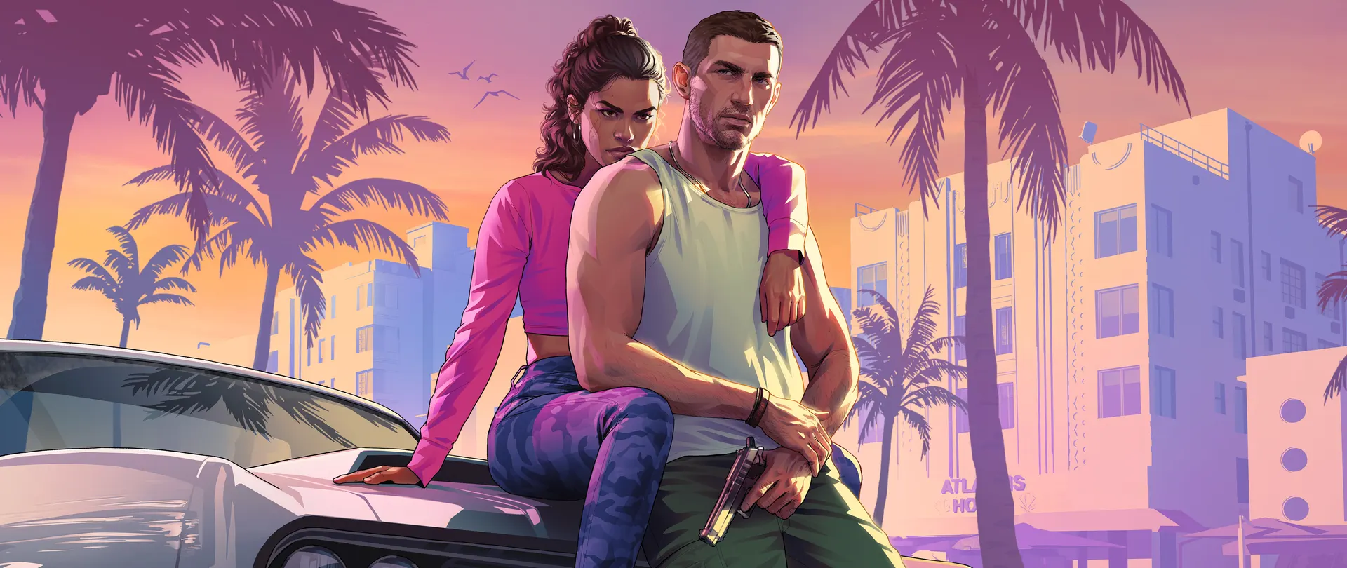 Jason and Lucia in Grand Theft Auto VI official artwork